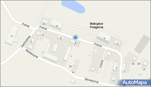 Biskupice Podgórne, Polna, 5, mapa Biskupice Podgórne
