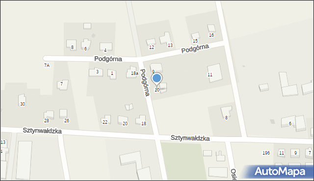 Biskupiec, Podgórna, 10, mapa Biskupiec