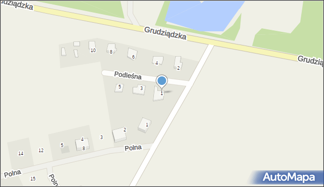 Biskupiec, Podleśna, 1, mapa Biskupiec