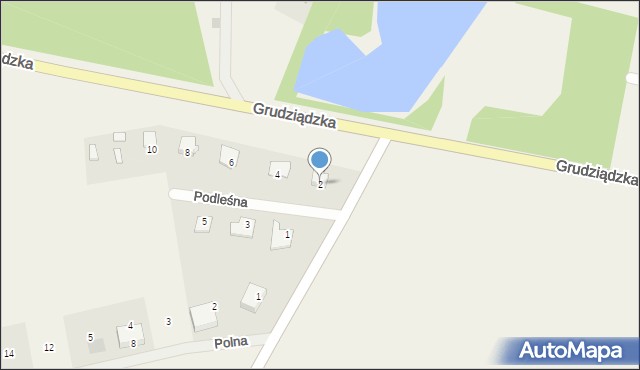 Biskupiec, Podleśna, 2, mapa Biskupiec