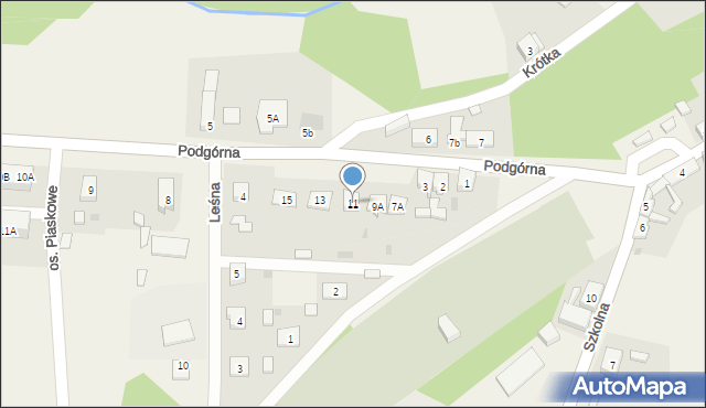 Bledzew, Podgórna, 11, mapa Bledzew