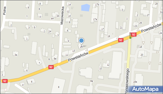 Błonie, Powstańców, 15, mapa Błonie