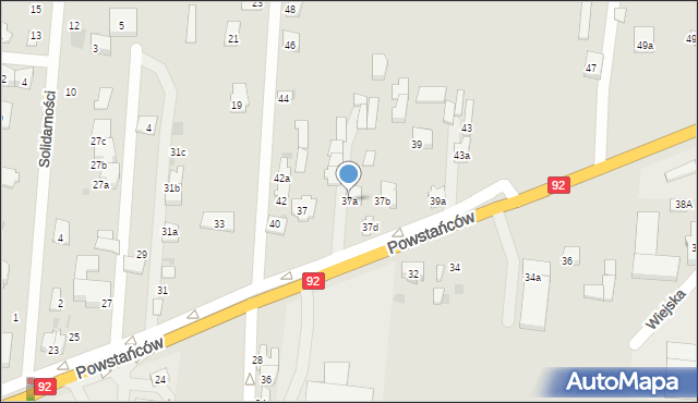 Błonie, Powstańców, 37a, mapa Błonie