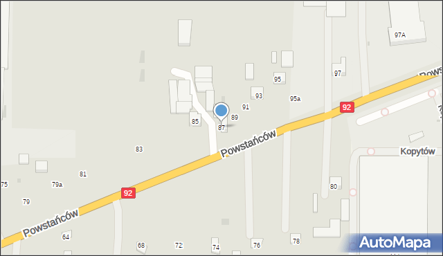 Błonie, Powstańców, 87, mapa Błonie