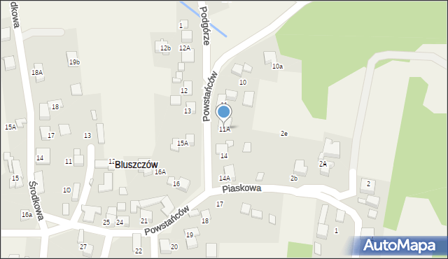 Bluszczów, Powstańców, 11A, mapa Bluszczów