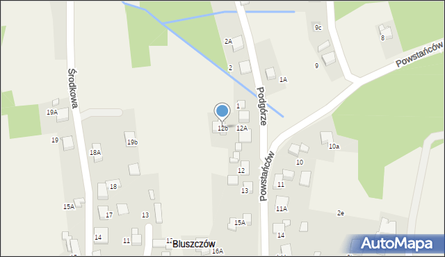 Bluszczów, Powstańców, 12b, mapa Bluszczów