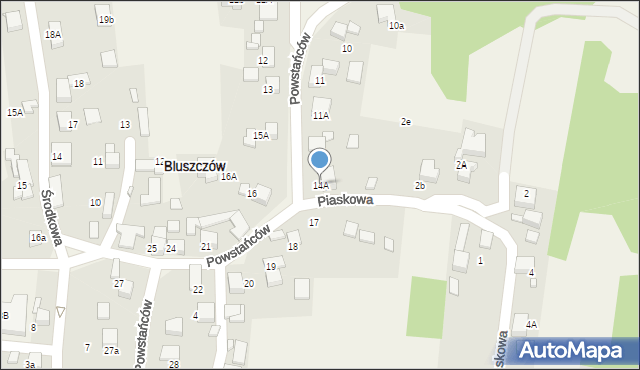 Bluszczów, Powstańców, 14A, mapa Bluszczów