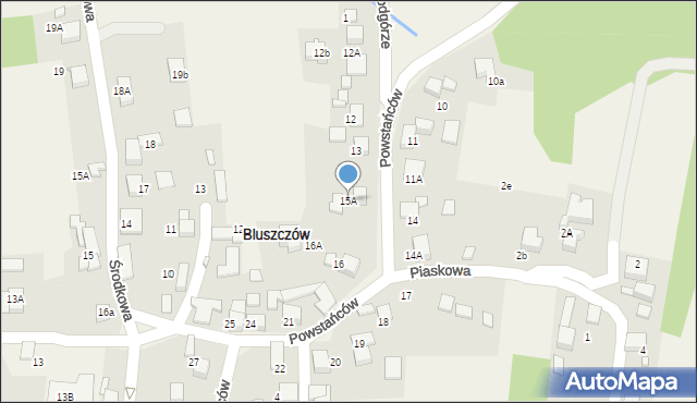 Bluszczów, Powstańców, 15A, mapa Bluszczów