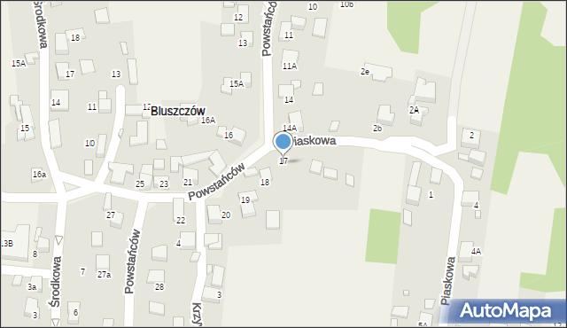 Bluszczów, Powstańców, 17, mapa Bluszczów