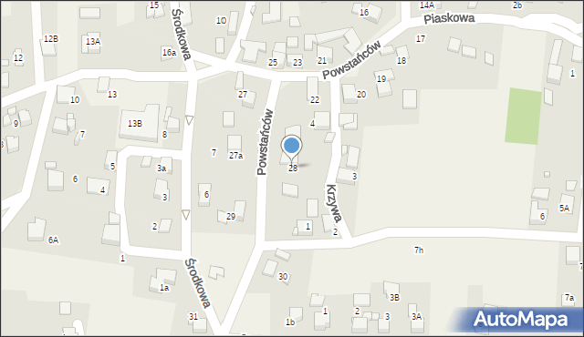 Bluszczów, Powstańców, 28, mapa Bluszczów