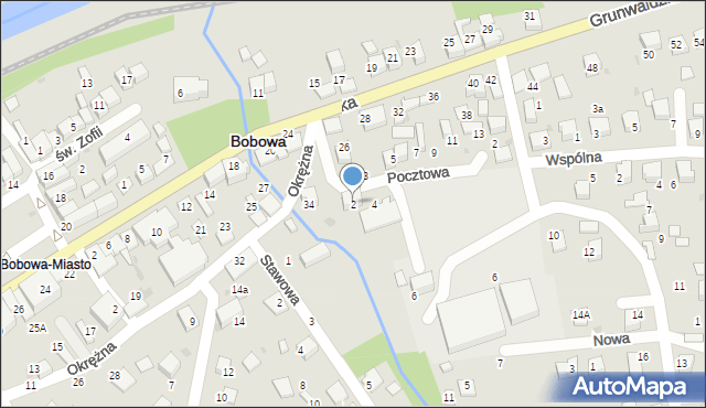 Bobowa, Pocztowa, 2, mapa Bobowa