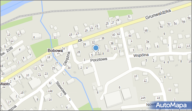 Bobowa, Pocztowa, 7a, mapa Bobowa