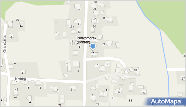 Bobrek, Podkomorska, 20, mapa Bobrek