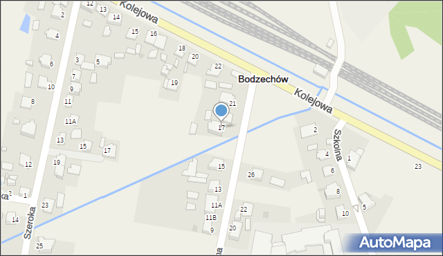 Bodzechów, Polna, 17, mapa Bodzechów
