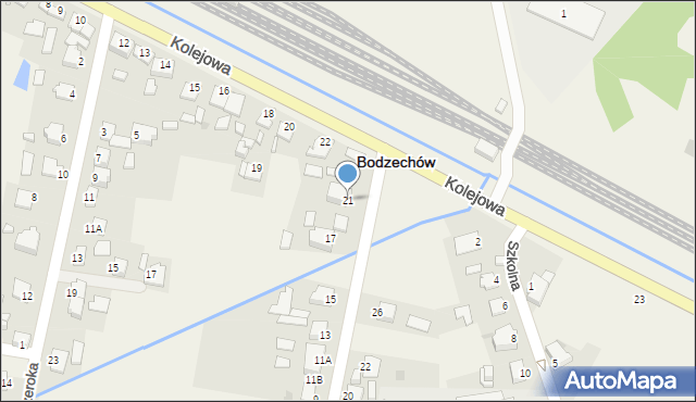 Bodzechów, Polna, 21, mapa Bodzechów