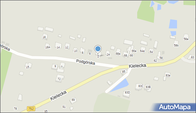 Bodzentyn, Podgórska, 2, mapa Bodzentyn