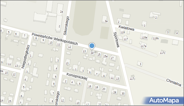 Bojanowo, Powstańców Wielkopolskich, 14, mapa Bojanowo