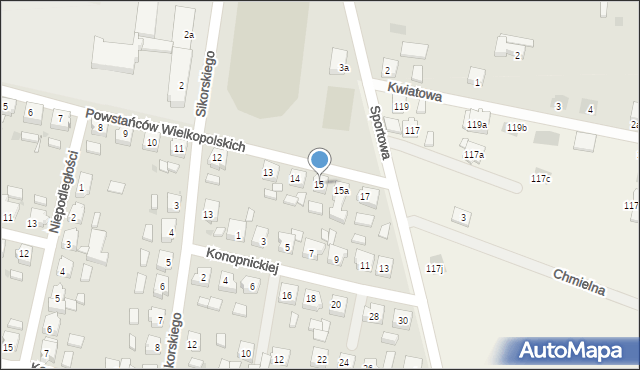 Bojanowo, Powstańców Wielkopolskich, 15, mapa Bojanowo