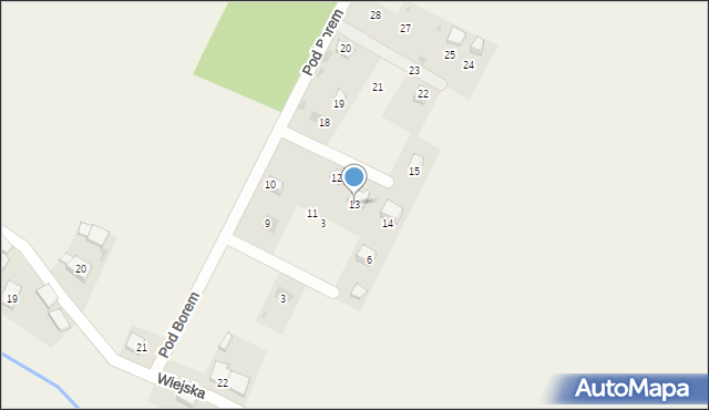 Borowiany, Pod Borem, 13, mapa Borowiany