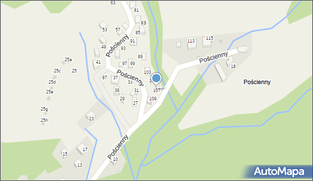 Brenna, Pościenny, 107, mapa Brenna