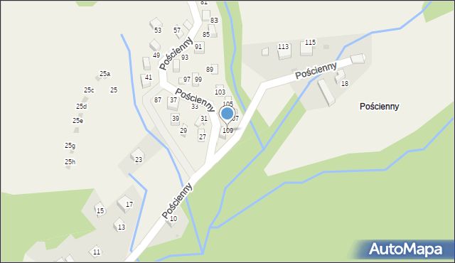 Brenna, Pościenny, 109, mapa Brenna