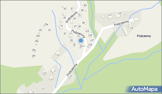 Brenna, Pościenny, 27, mapa Brenna