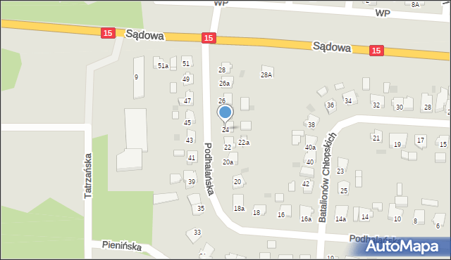 Brodnica, Podhalańska, 24, mapa Brodnica