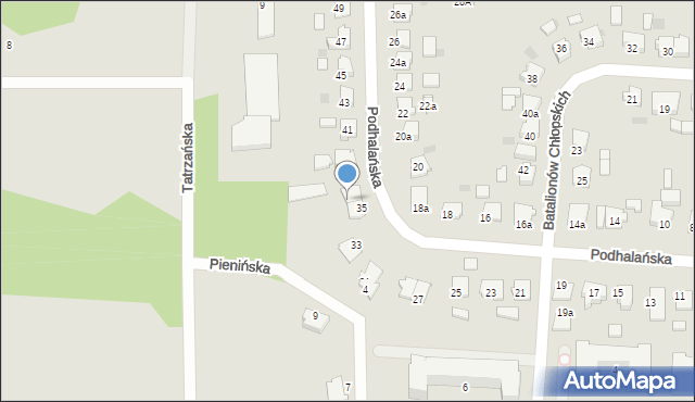 Brodnica, Podhalańska, 37, mapa Brodnica