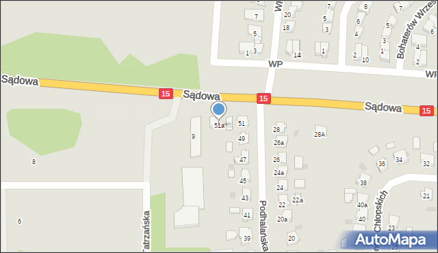 Brodnica, Podhalańska, 51A, mapa Brodnica