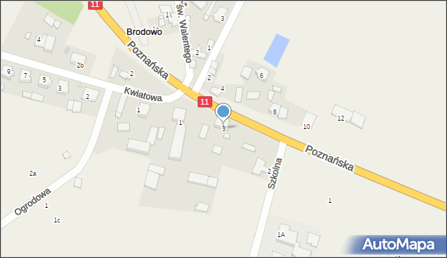 Brodowo, Poznańska, 3, mapa Brodowo