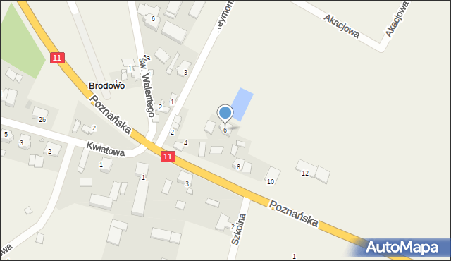 Brodowo, Poznańska, 6, mapa Brodowo