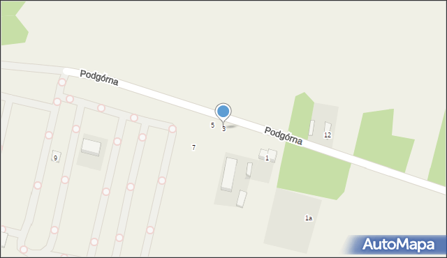 Brudzice, Podgórna, 3, mapa Brudzice