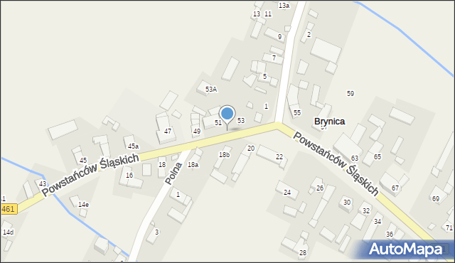 Brynica, Powstańców Śląskich, 51a, mapa Brynica