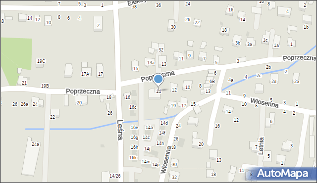 Brzesko, Poprzeczna, 14, mapa Brzesko