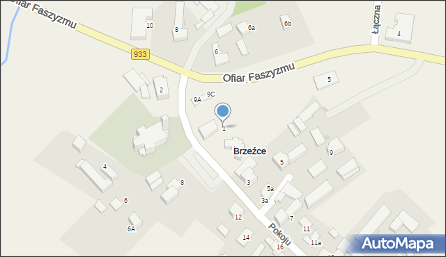 Brzeźce, Pokoju, 1, mapa Brzeźce