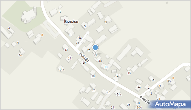 Brzeźce, Pokoju, 11, mapa Brzeźce