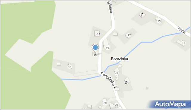 Brzezinka, Podgórska, 16, mapa Brzezinka