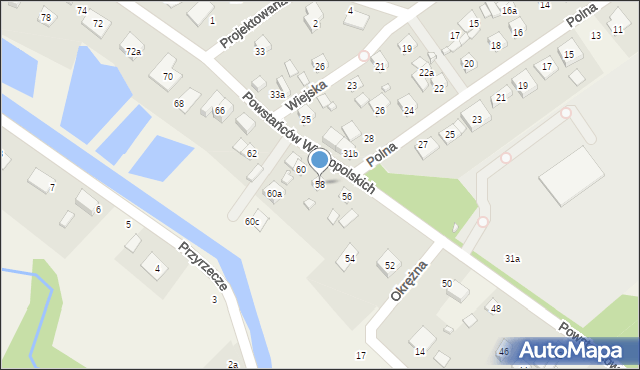 Brzoza, Powstańców Wielkopolskich, 58, mapa Brzoza