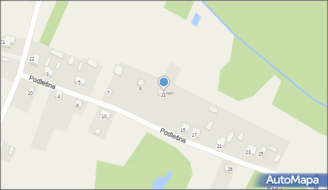 Budy Zaklasztorne, Podleśna, 11, mapa Budy Zaklasztorne