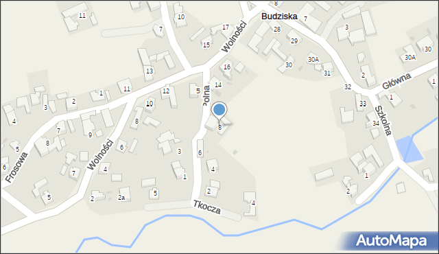 Budziska, Polna, 8, mapa Budziska