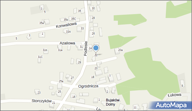 Bujaków, Podlesie, 22, mapa Bujaków