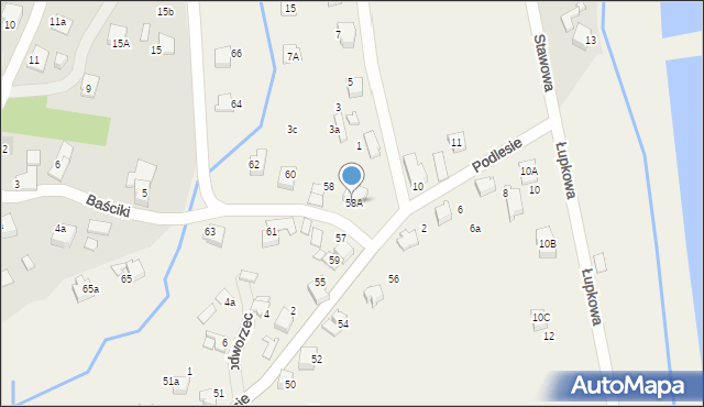 Bujaków, Podlesie, 58A, mapa Bujaków