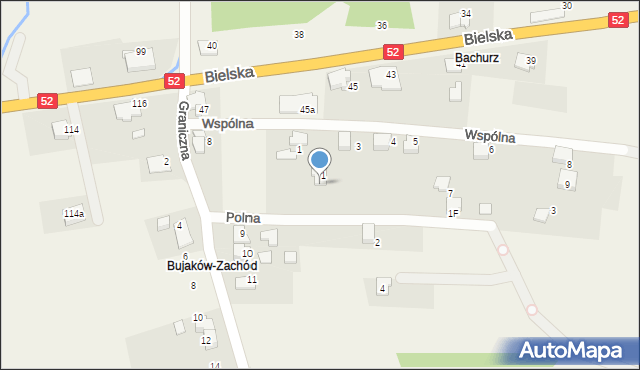 Bujaków, Polna, 1C, mapa Bujaków