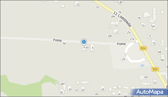 Bychawa, Polna, 7, mapa Bychawa