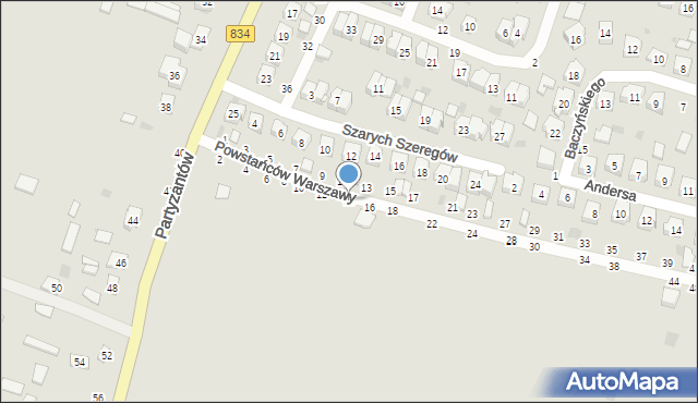 Bychawa, Powstańców Warszawy, 14, mapa Bychawa
