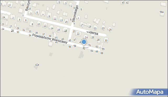 Bychawa, Powstańców Warszawy, 62, mapa Bychawa