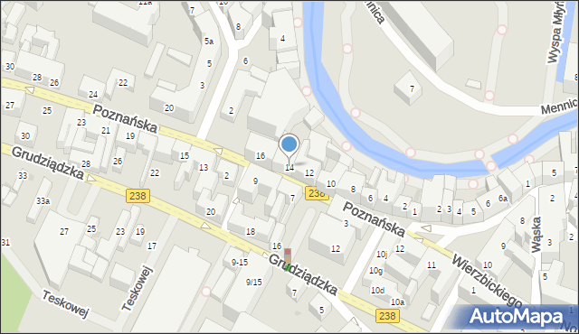 Bydgoszcz, Poznańska, 14, mapa Bydgoszczy