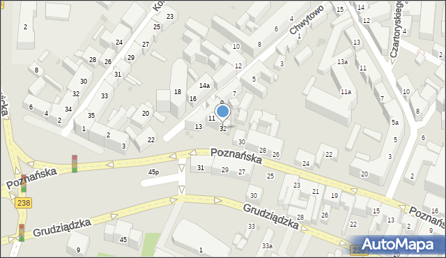 Bydgoszcz, Poznańska, 32, mapa Bydgoszczy