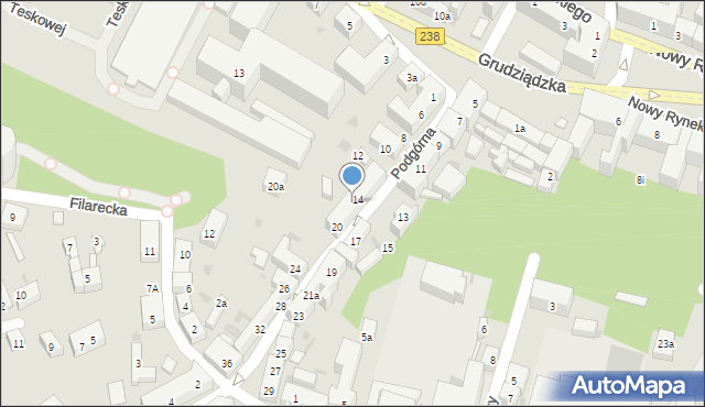 Bydgoszcz, Podgórna, 18, mapa Bydgoszczy