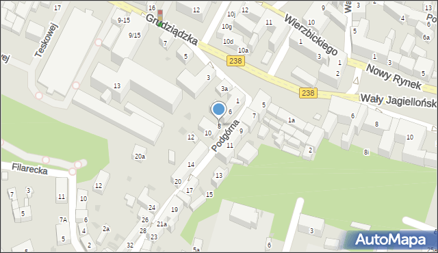 Bydgoszcz, Podgórna, 8, mapa Bydgoszczy